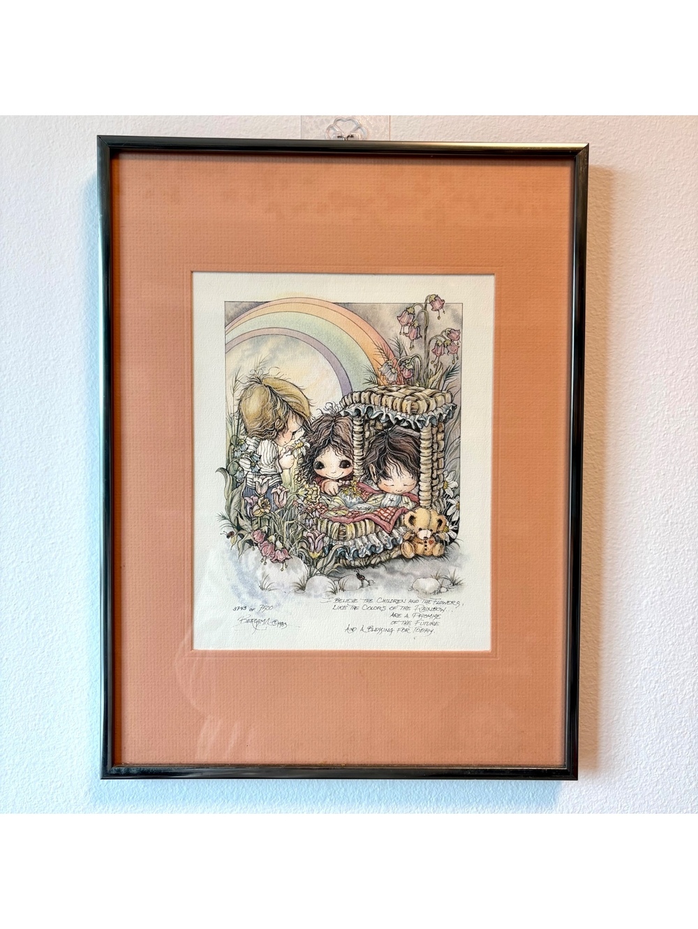 1993 Jody Bergsma Signed Print, Vintage Wall Decor, Whimsical Art, Flowers